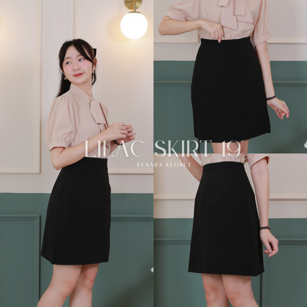 กระโปรงทำงานแฟชั่น ทรงเอ ยาว19'' Lilac Skirt (เหมาะกับคนมีสะโพก)