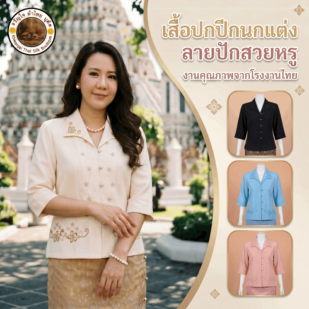 NewArrival 2026🌷เสื้อผู้ใหญ่หญิงปกปีกนกปักดอกไม้ แต่งตัวง่าย ดูดีทันที ด้วยเสื้อเนื้อผ้าเบาใส่สบายเหมาะกับทุกโอกาส