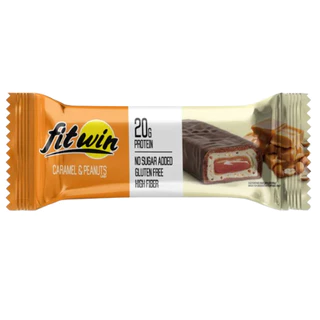 ฟิตวิน โปรตีนบาร์เคลือบช็อกโกแลต กลิ่นรสคาราเมลและถั่ว - FitWin Protein Bar Caramel & Peanut Flavour