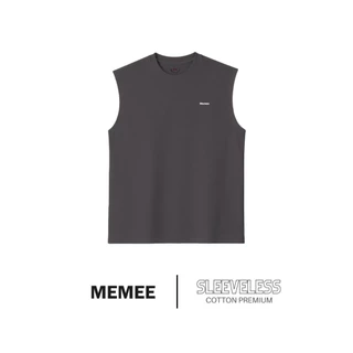 MEMEE | เสื้อแขนกุดผ้า Cotton Premium สกรีน Memee อกซ้าย มีถึงอก 52" [V.1 แขนกุด]