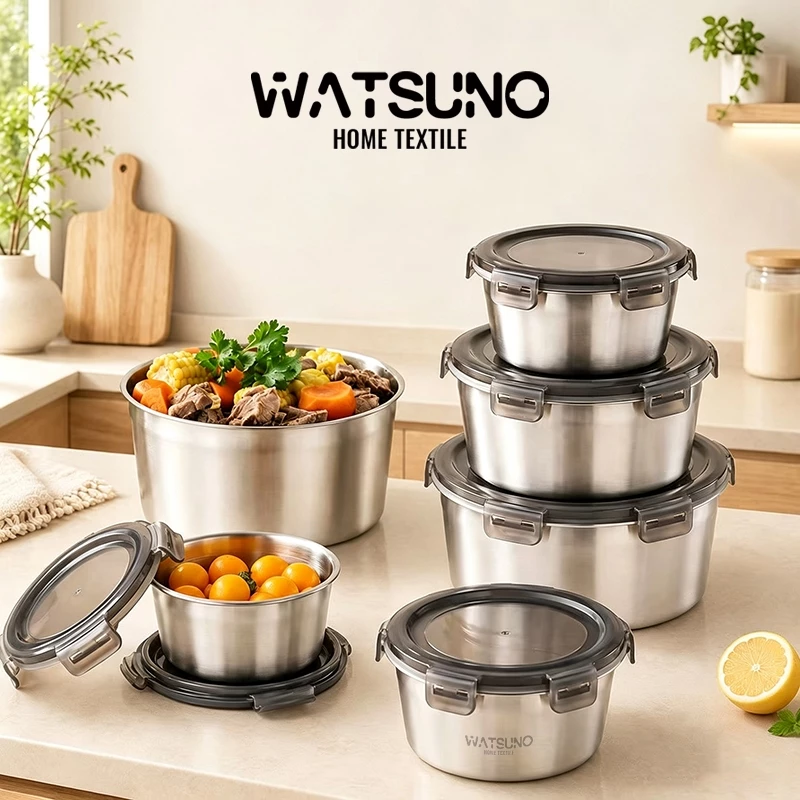 Watsuno.ภาชนะเก็บอาหารสแตนเลส (มี 3 ขนาดให้เลือก) - ชามผสม, ชามผสมสแตนเลส, ชามผสมอาหาร, ชามใส่ผลไม้