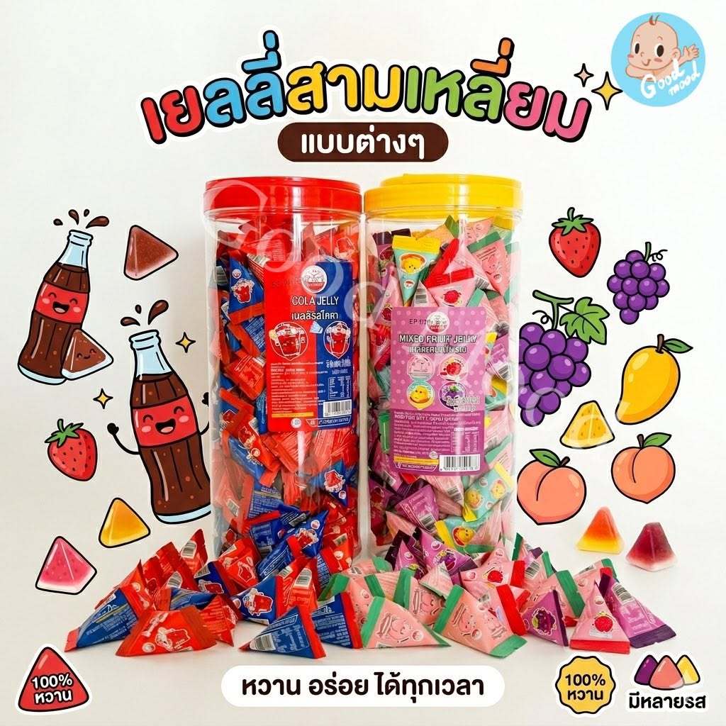 เยลลี่สามเหลี่ยมแบบต่างๆ หลากหลายขนาดให้เลือก