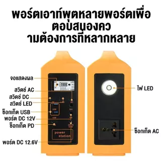 Power Station แบบพกพา 300W 220V ชาร์จด้วยแสงอาทิตย์ได้ แบตเตอรี่ใหญ่ ใช้ในแคมป์และบ้าน