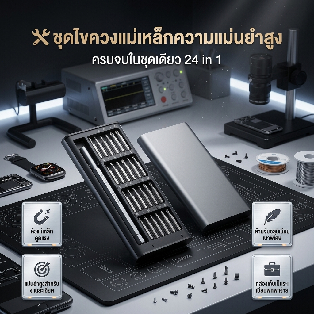 ชุดไขควงแม่นยำ 24 ชิ้น ไขควงซ่อมมือถือ ชุดเครื่องมือซ่อมโทรศัพท์ โน้ตบุ๊ก คอมพิวเตอร์ นาฬิกา Precision Screwdriver