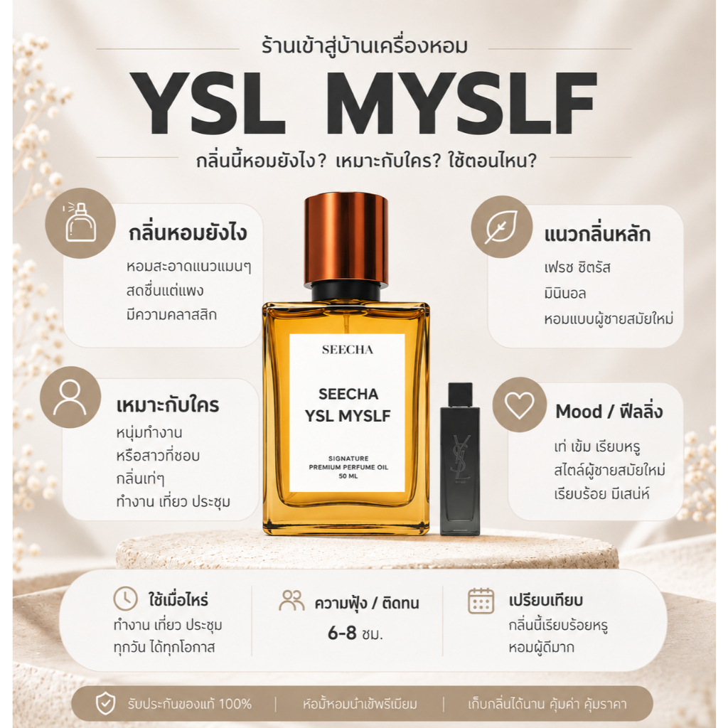กลิ่น YSL MYSLF มายเซลล์ [✨กด 3ชิ้น เพื่อรับโปร2แถม1✨] น้ำหอม สี ชา ออยล์ ของแท้ seecha oil Perfume