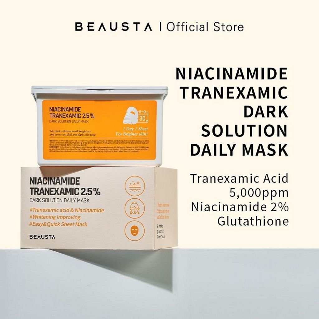 BEAUSTA Niacinamide Tranexamic Acid 2.5% Dark Solution Daily Mask​ ​ 30แผ่น