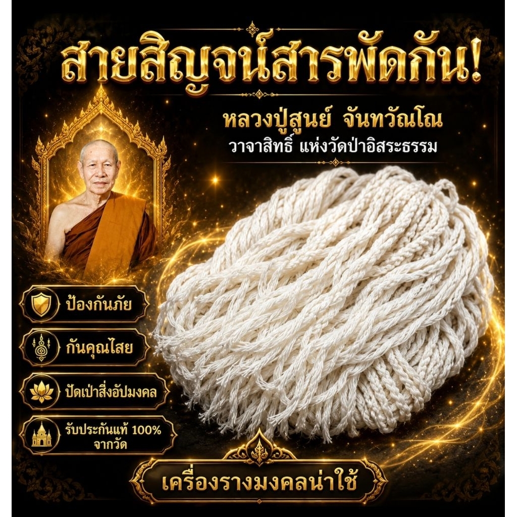 🧵 สายสิญจน์สารพัดกัน! หลวงปู่สูนย์ จันทวัณโณ "วาจาสิทธิ์" แห่งวัดป่าอิสระธรรม ป้องกันภัย กันคุณไสย และปัดเป่าสิ่งอัปมงคล