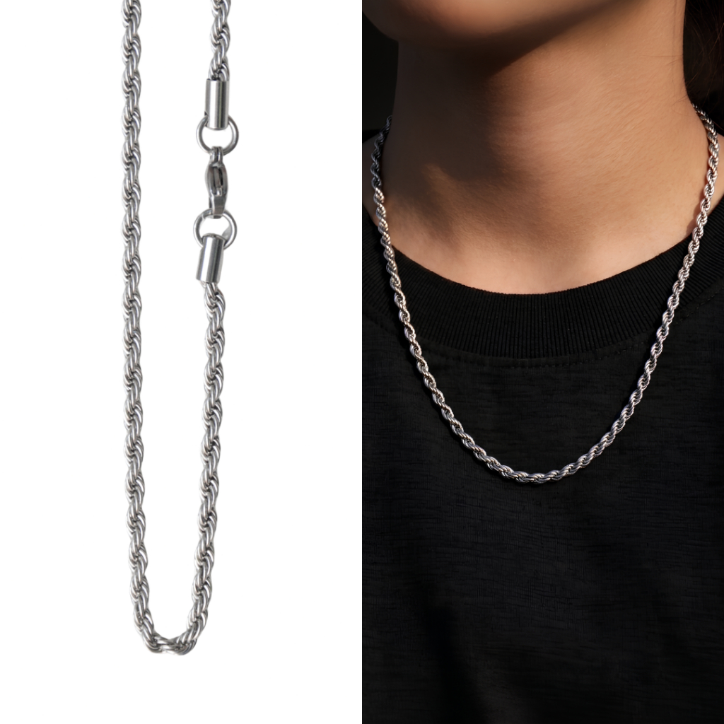 MLS | Rope chain 4.0 สร้อยคอลายเกลียวใหญ่ วัสดุสแตนเลส