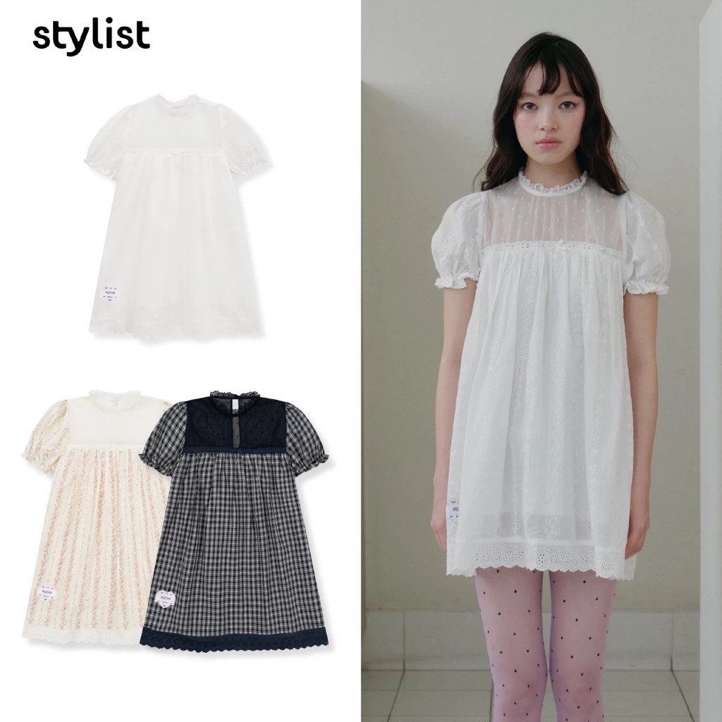 STYLIST x Brinkkty -Blouses-Bella Lace-009 - เดรสลูกไม้แขนตุ๊กตา