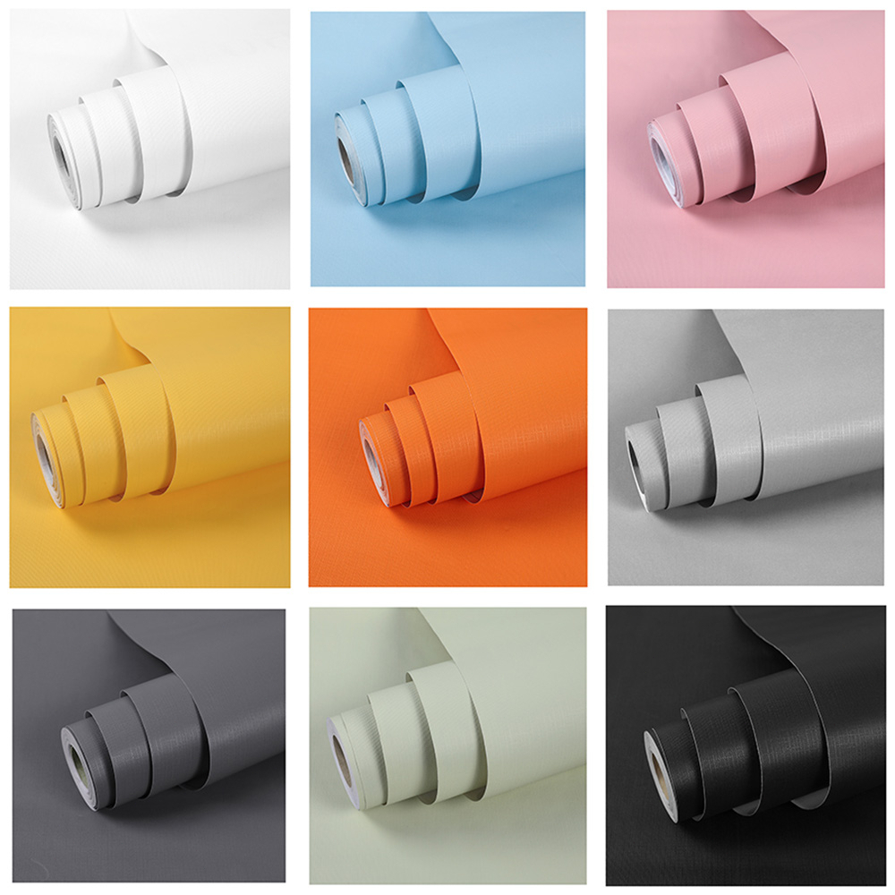 วอลเปเปอร์ติดผนังแบบมีกาวในตัว สีพื้น หนา กันน้ำ เหมาะสำหรับหอพักนักศึกษา ห้องเช่า และห้องนอน