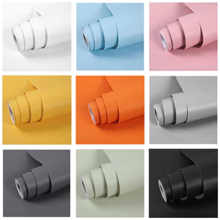 วอลเปเปอร์ติดผนังแบบมีกาวในตัว สีพื้น หนา กันน้ำ เหมาะสำหรับหอพักนักศึกษา ห้องเช่า และห้องนอน