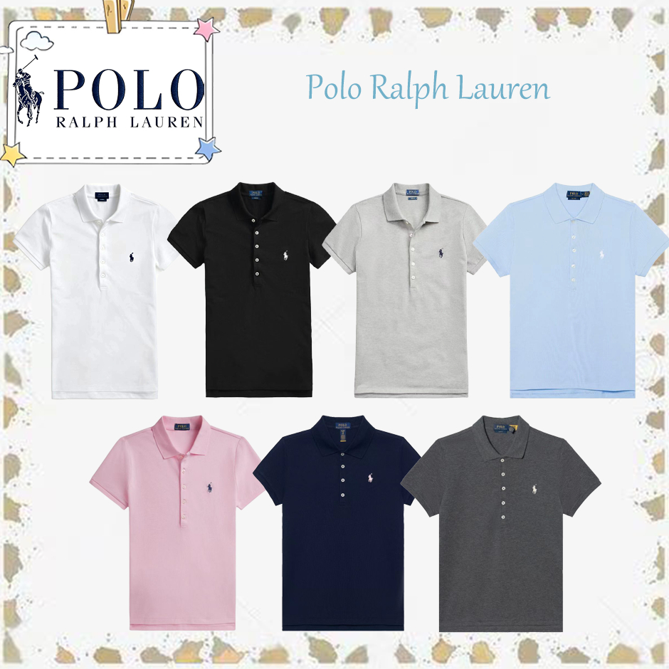 โปโลเสื้อ Polo Ralph Lauren ผู้หญิง แขนสั้น ทรงพอดีตัว มีห้าปุ่ม