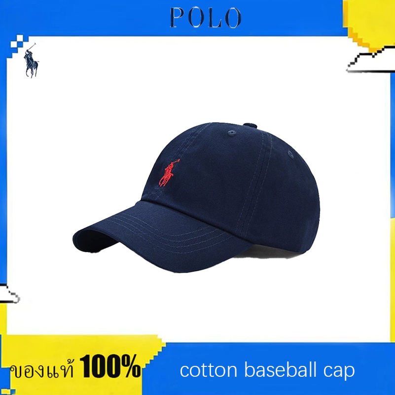 【ของแท้ 100%】หมวกเบสบอล Polo Ralph Lauren - จัดส่งภายใน 24 ชั่วโมง (สีกรมท่า ป้ายสีแดง)