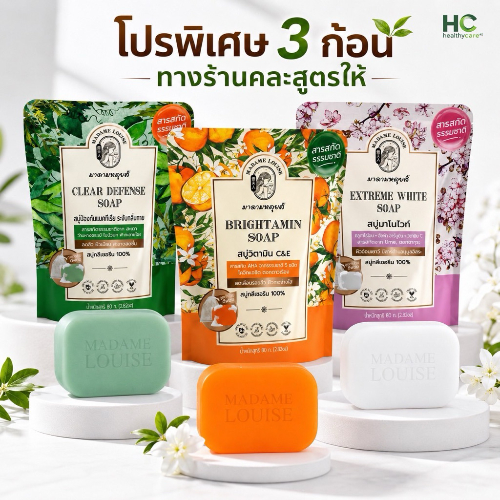 Madame Louise Soap 80 g สบู่ มาดามหลุยส์ ขนาด 80 กรัม มี 3 สูตร 💚🤍🧡