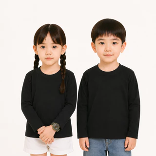 เสื้อยืดเด็ก Cotton แท้ 100% คอกลม แขนยาว ใส่สบาย kid T-shirt
