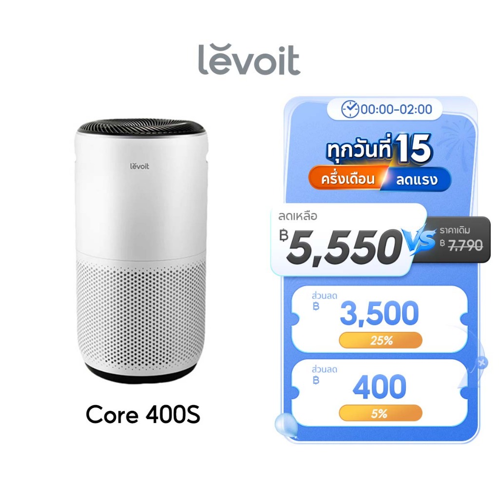 [พร้อมส่ง] Levoit Core 400S Air Purifier PM2.5 App เครื่องฟอกอากาศ levoit 400s กรองอากาศ ประกัน 2 ปี