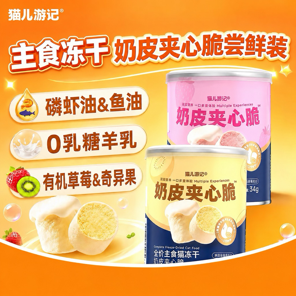 The Cat’s Travel - Milky Crunch Complete Freeze-Dried อาหารแมวฟรีซดรายนมแพะสอดไส้กรุบกรอบ ทดลองชิม 34g