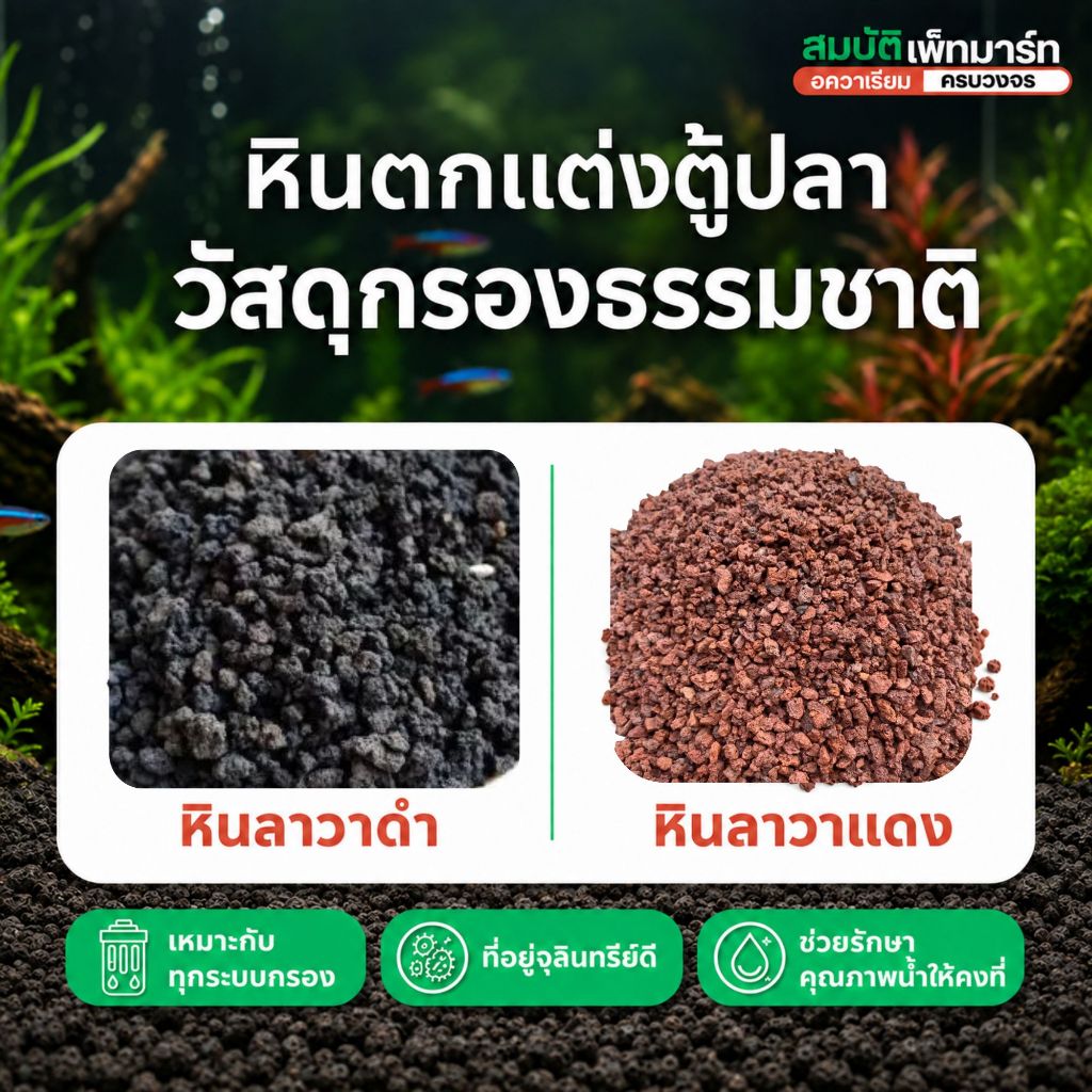 หินลาวา 500-1000 กรัม LAVA ROCK ลาวาแดง ลาวาดำ สำหรับตกแต่งตู้ปลา และผสมดินปลูก