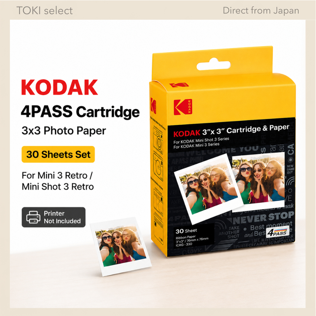 KODAK 4PASS Photo Paper Cartridge 3x3 inch for Mini 3 Retro Mini Shot 3 Retro 30 60 Sheets