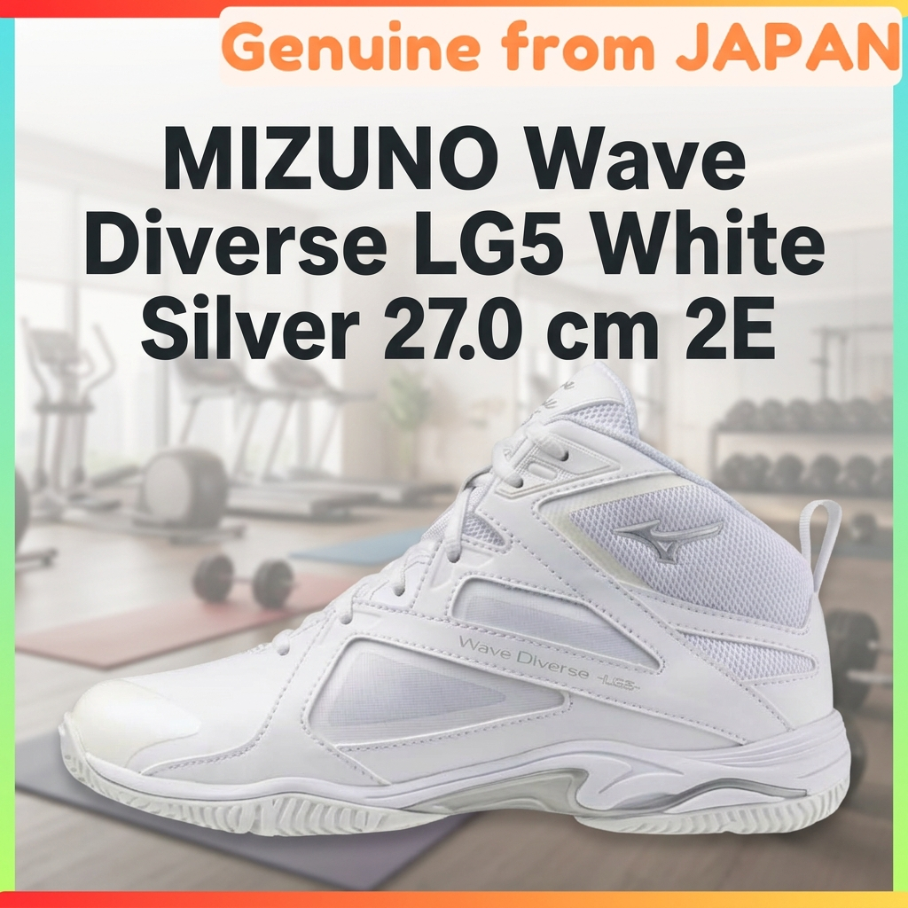 MIZUNO Wave Diverse LG5 Fitness Shoes 2E Wide Gym Studio Exercise White Silver 27.0 cm Unisex