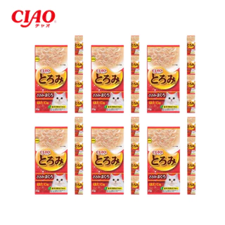 [ ยกห่อ 6 แถว ] CIAO ซุปไลน์เพ้าซ์ โทโรมิ คาชิ เข้มเข้นสำหรับน้องเหมียว ขนาดซองละ 35g. จำนวน 4 ซอง*6 แถว
