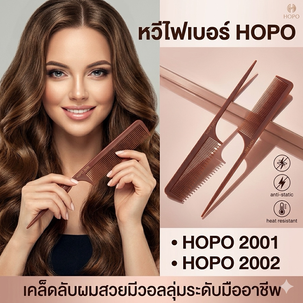 Tianyu hair comb หวีหางไฟเบอร์ ทนความร้อน แบบยี / ไม่ยี