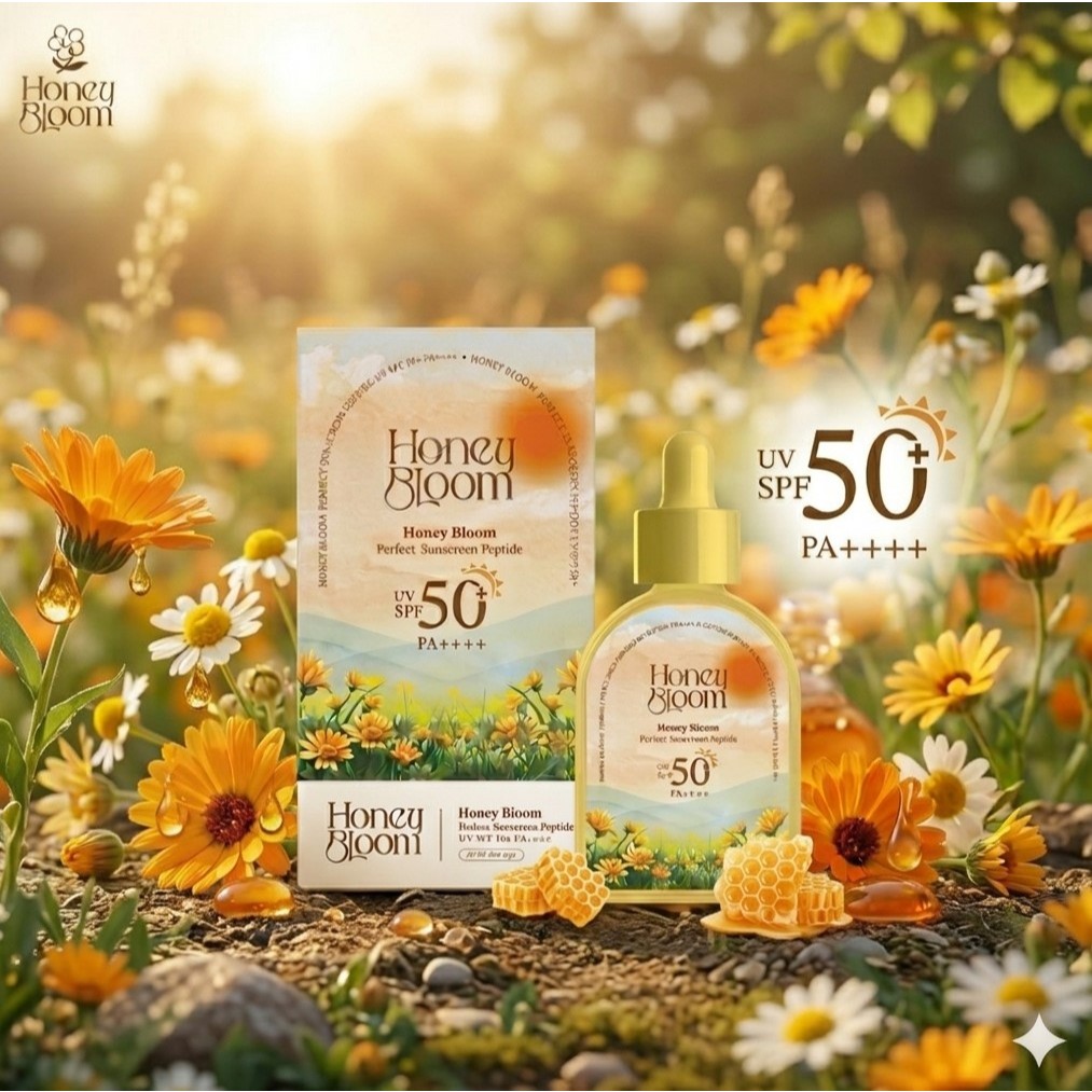 กันแดดเปปไทด์ Honey Bloom ครีมกันแดดหน้า SPF50+ PA++++ ปกป้องพร้อมบำรุง