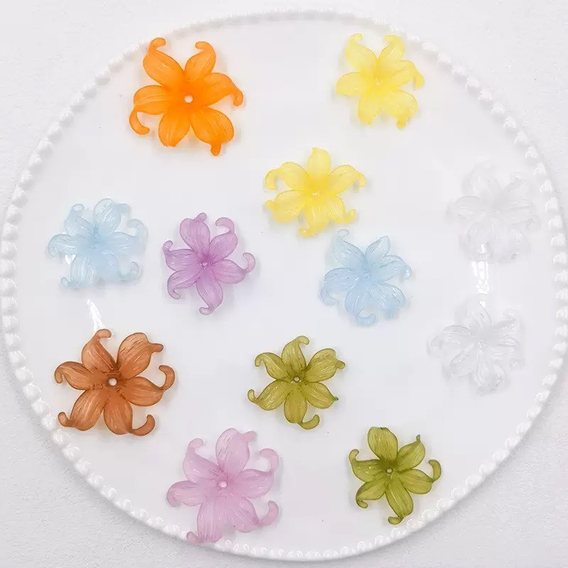 ลูกปัดดอกไม้ 30 มม. คละสี เจาะรูร้อยเชือก ลูกปัดอะคริลิค DIY ทำสร้อย กำไล พวงกุญแจ งานแฮนด์เมด