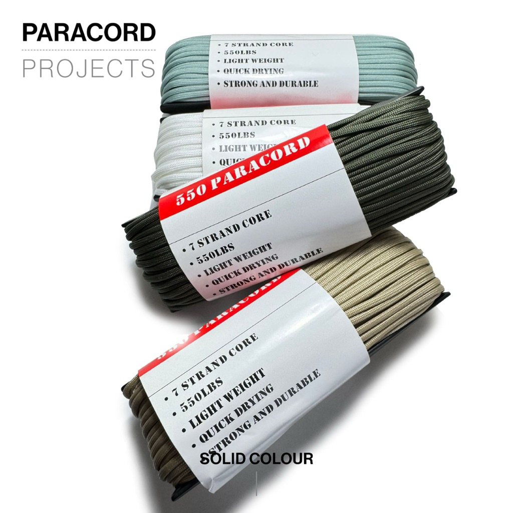 เชือกพาราคอร์ด พาราคอร์ด 4 มม  Paracord 550  เชือกถักข้อมือ เชือกปีนเขา เชือกร่ม สีล้วน solid colour