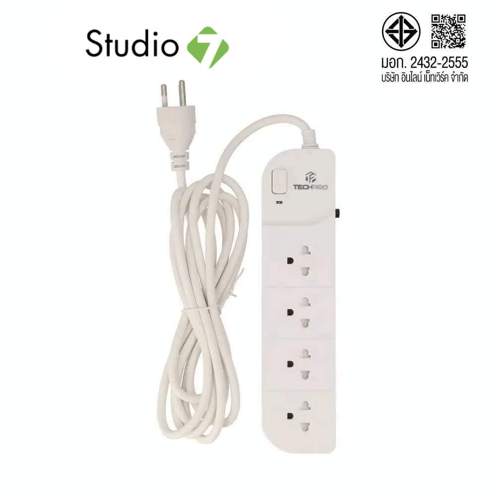 ปลั๊กไฟ TECHPRO Plug 4 Way 1 switch 3M. PLG01 by Studio7