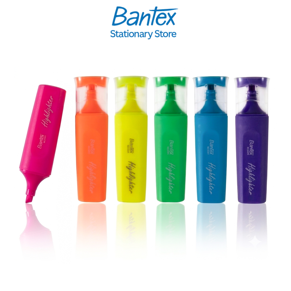Bantex ปากกาไฮไลท์ นีออน ปากกาเน้นข้อความ ตัดเส้นชัด หัดตัด 2 ขนาด ฝาปิดป้องกันหมึกแห้ง Highlighter