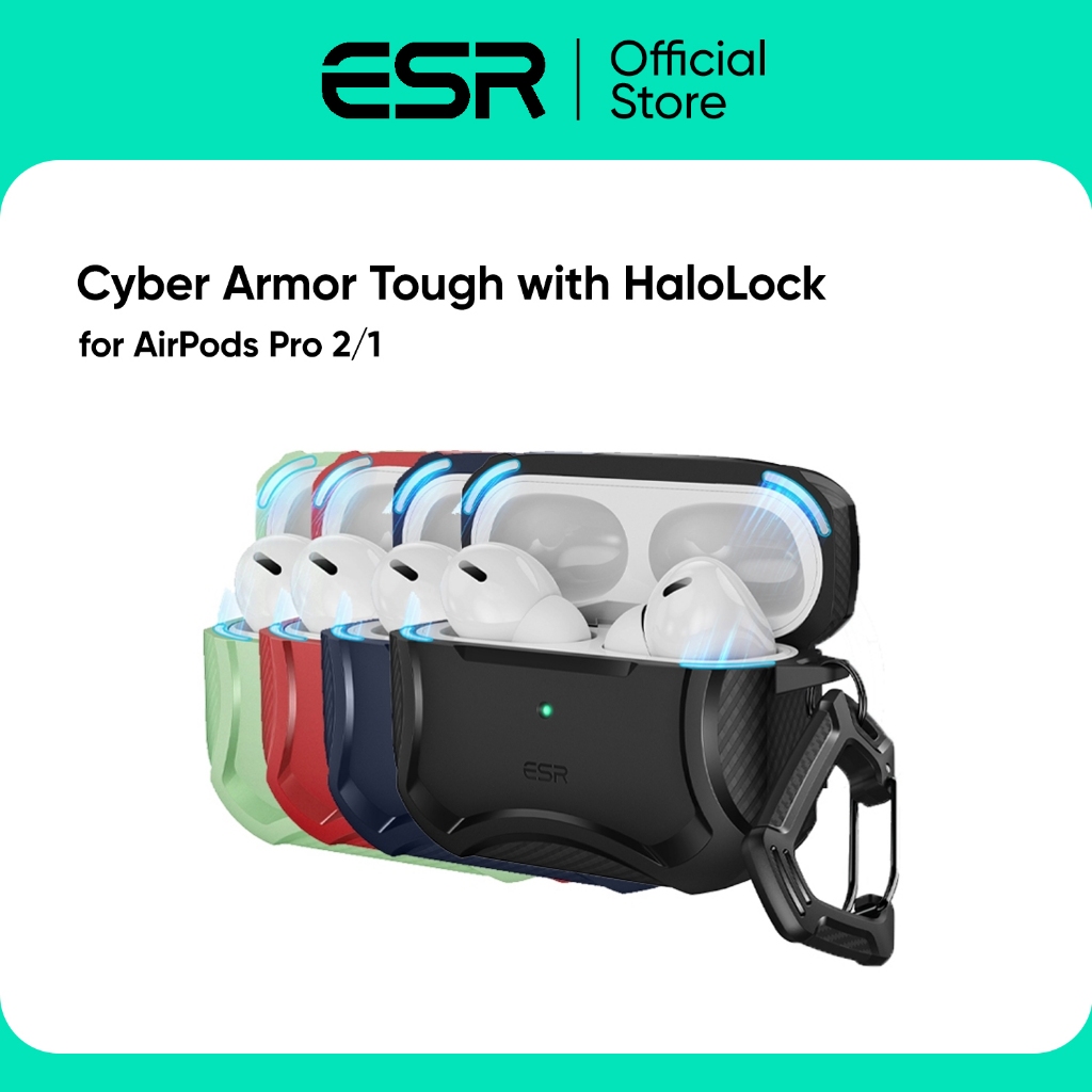 ESR เคสสำหรับ AirPods Pro 2/1 รุ่น Cyber Armor Tough with HaloLock