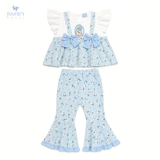 DISNEY PRINCESS : Elsa (เอลซ่า) ชุดเซ็ทเด็กหญิง เสื้อแขนระบาย + กางเกงขายาว ลิขสิทธิ์แท้ [075051]