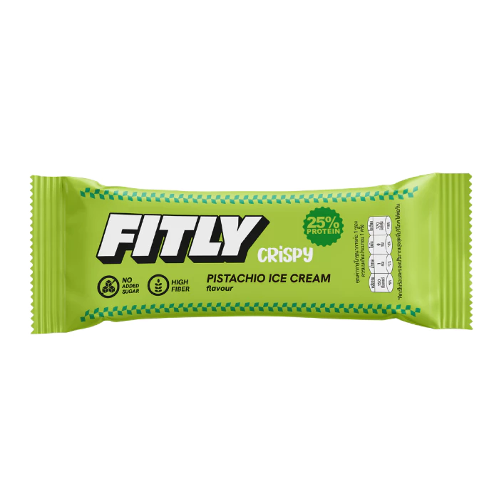 ฟิทลี่ คริสปี้ กลาซด์ โปรตีน บาร์ รสไอศกรีมพิสตาชิโอ 40g - FITLY, Crispy Glazed Protein Bar, Pistachio Ice-Cream, 40g