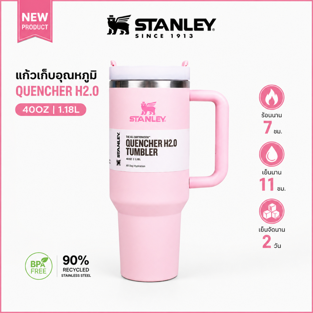 สินค้าใหม่🔥STANLEY แก้ว 40OZ FLOWSTATE 1.18L แก้วเก็บความเย็น ของแท้ รับประกัน 1 ปี แก้วน้ํา ของขวัญ