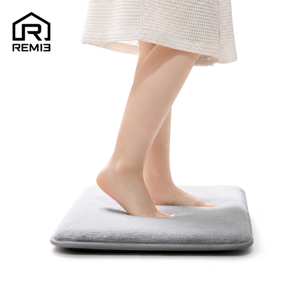 REM13 พรมเช็ดเท้า Memory Foam 60x40 ซม. หนาพิเศษ 3.5 ซม. ซับน้ำดี แห้งไว กันลื่น นุ่มสบายเท้า