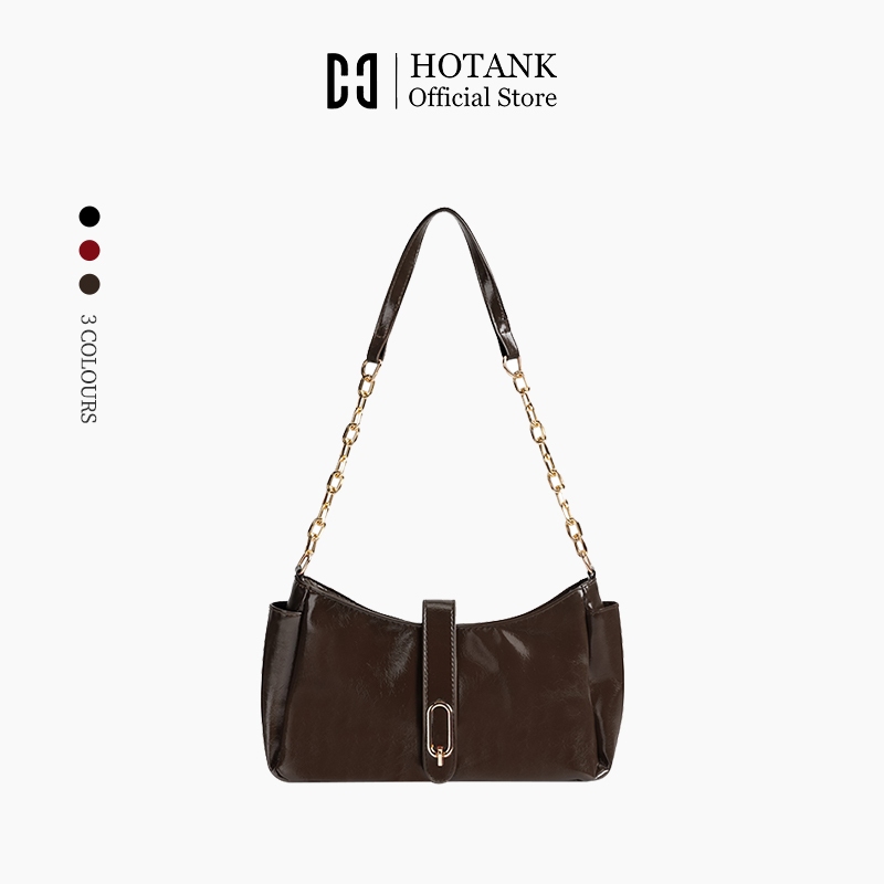 HOTANK กระเป๋าสะพายข้างผู้หญิง หนัง PU ดีไซน์เรียบหรู ใส่ได้ทุกวัน