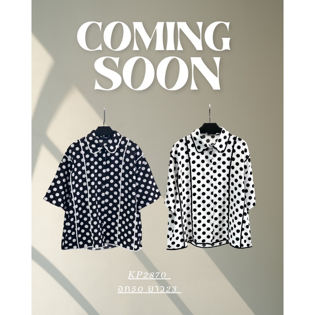 เสื้อเชิ้ตแขนสั้นสไตล์เกาหลีผ้าลายจุดแต่งกุ้นน่ารักมากแมทช์ง่ายKP2870