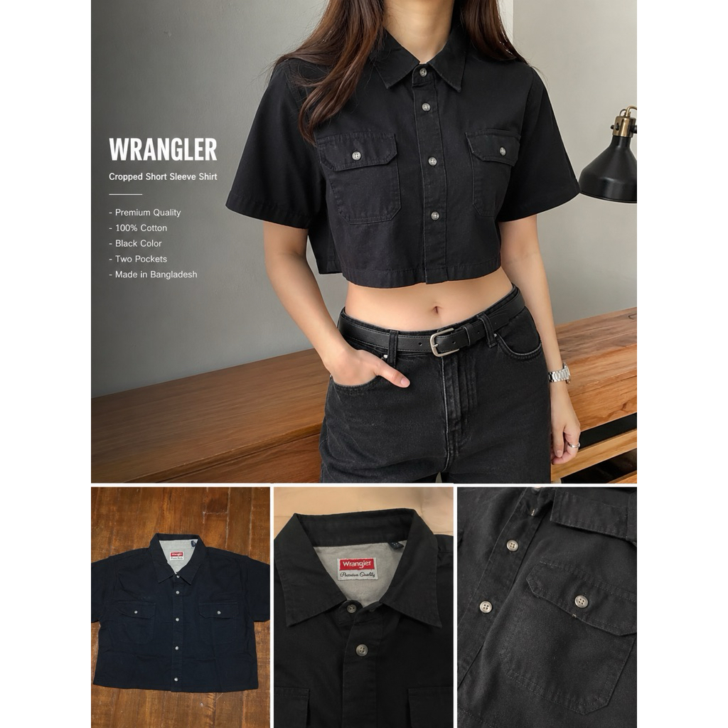🖤 Wrangler Crop Shirt สีดำ 🖤