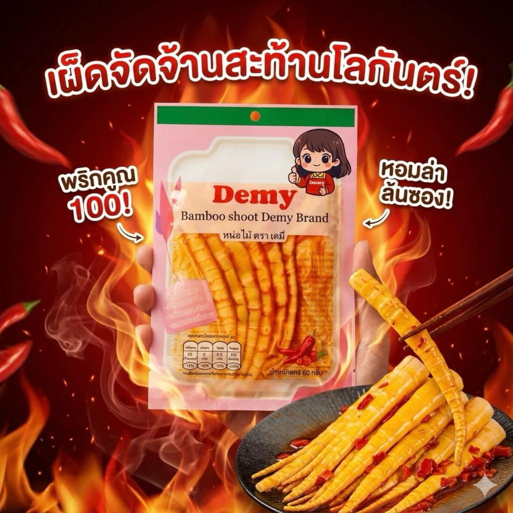 (หน่อไม้หม่าล่า เข้มขน) หน่อไม้ปรุงสุก ต้นตำรับหม่าล่า ทำจากหน่อไม้อ่อน แบบซอง 60 กรัม