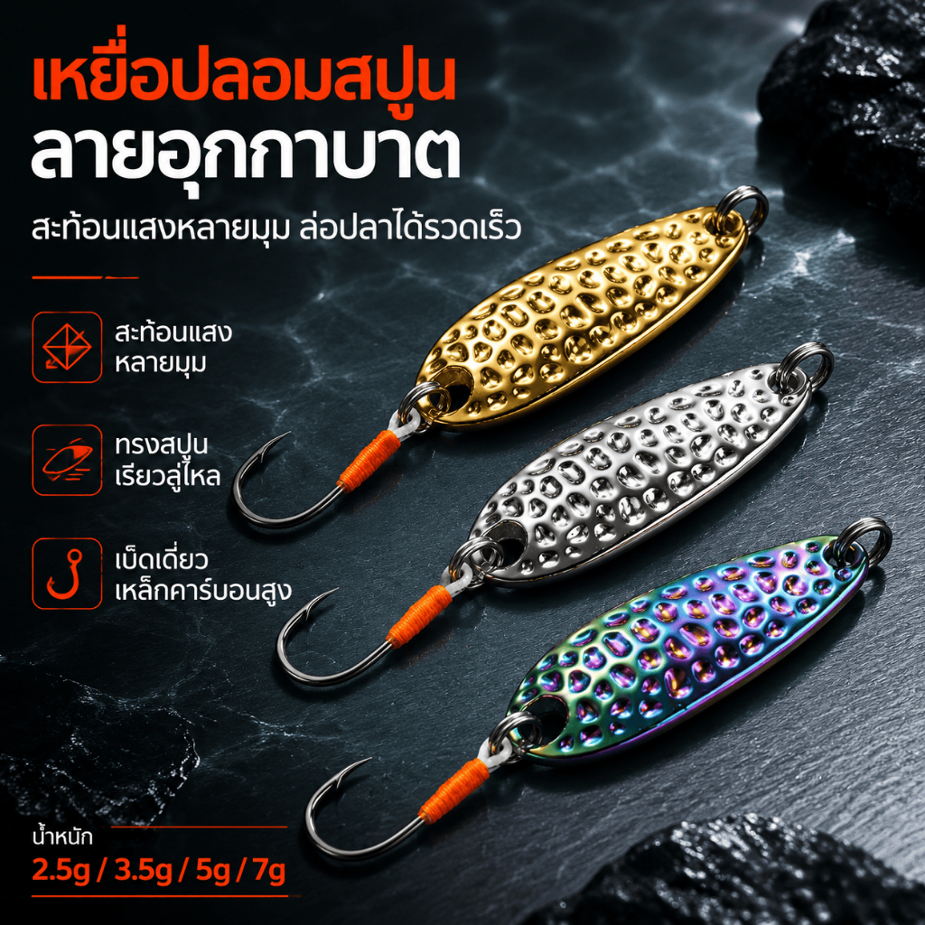 เหยื่อช้อนโลหะ Micro Spoon Lure 2.5g-7g สีทองเมทัลลิก/สีเงิน/สีรุ้ง SwimBit เหยื่อปลอมตกปลาน้ำจืด อุปกรณ์ตกปลา 1 ชิ้น