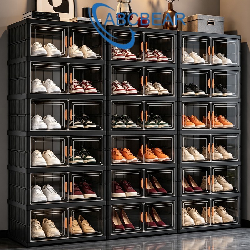 กล่องรองเท้าพับได้ แบบไม่ต้องติดตั้ง Shoes Storage Box ชั้นวางรองเท้า กล่องเก็บรองเท้า