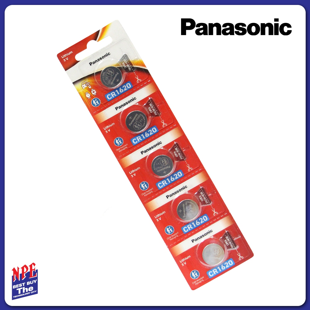 Panasonic ถ่านกระดุมลิเธียม Panasonic CR-1620 แบบแพ็ค ( 5 ก้อน ) แท้ 100%