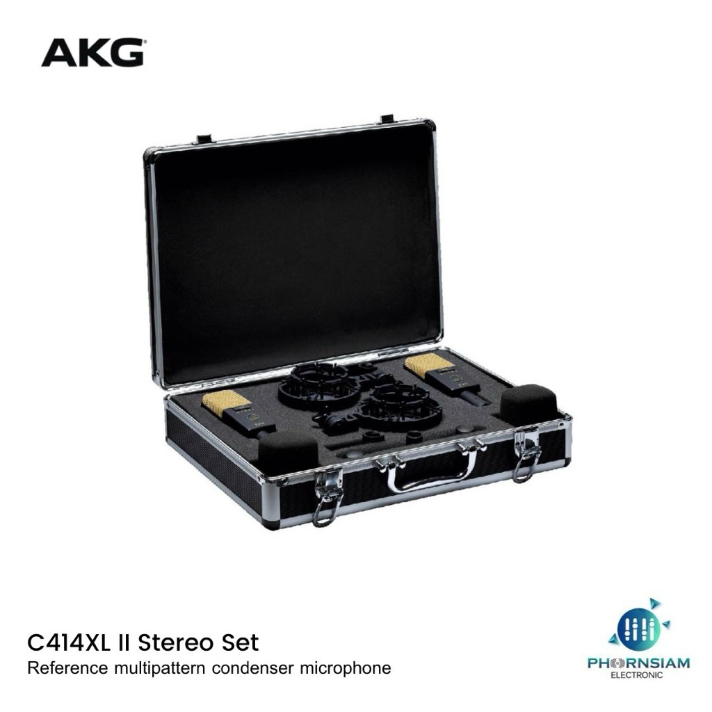AKG C414XL II Stereo Set ชุดไมโครโฟนบันทึกเสียง เเละมาพร้อมกับตัวจับขาไมค์เเละ Pop Filter มาพร้อมกับ