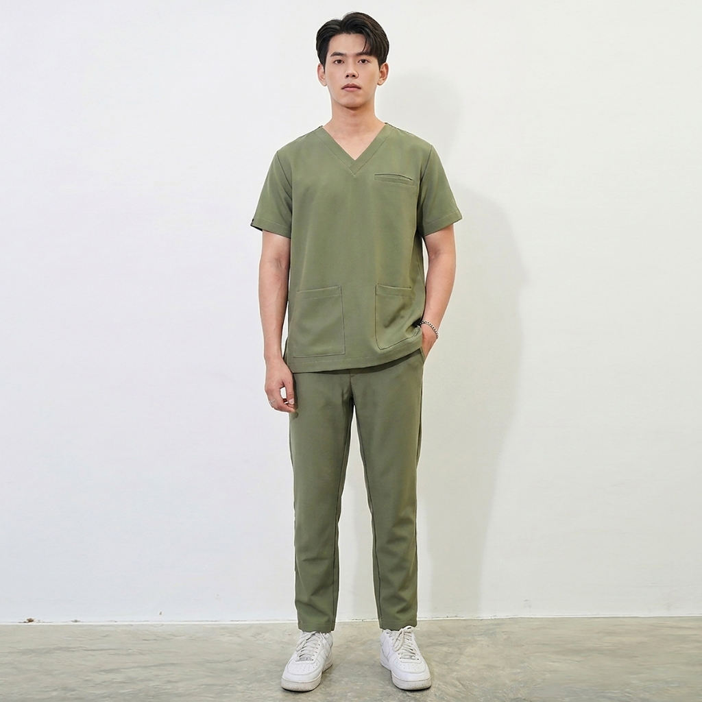 (มีบริการปักชื่อ) MD Scrubs plus ชุดสครับผู้ชาย รุ่น NeoMed (ชุด Set) ใส่สบาย ชุดสครับแพทย์