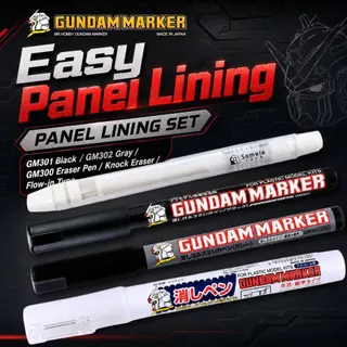 GSI Creos Gundam Marker Panel Liner GM301 สีดำ GM302 สีเทา พร้อมยางลบ GM300 ของแท้