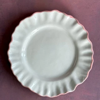 จานเซรามิค จานแบ่ง จานขอบหยัก ขนาด 8.25 นิ้ว Side Plate Ceramic *อ่านคำอธิบายก่อนสั่งซื้อ* เข้าไมโครเวฟได้ - AT1CERAMIC