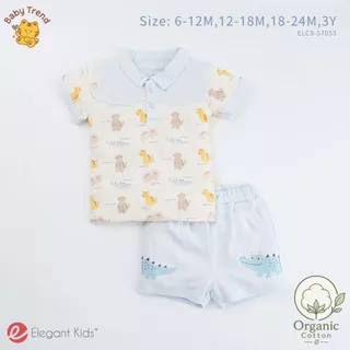 Elegant Kids ชุดลูกชาย 6 เดือน-3 ขวบ เสื้อโปโลคอปก+กางเกงขาสั้น Organic Animal Collection | Baby trend