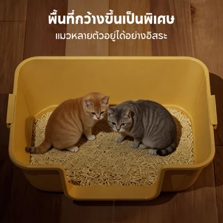 PETStar1🥇Oversized Cat Litter Box🥇ห้องน้ำแมวไซส์ใหญ่พิเศษ แมวตัวใหญ่ใช้สบาย แถมที่ตักทราย ถาดทรายแมว ทรายแมว