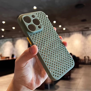 มีรูระบายความร้อน ซิลิโคนนุ่มสีพื้น เคสโทรศัพท์ Phone Case For iPhone 17 16 15 14 13 12 11 Pro Max X XR XS 8 + 7 Plus